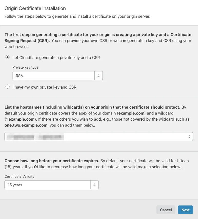 CloudflareのSSL証明書詳細ページ