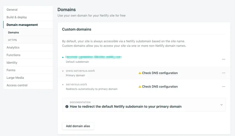 Netlifyのドメイン追加画面